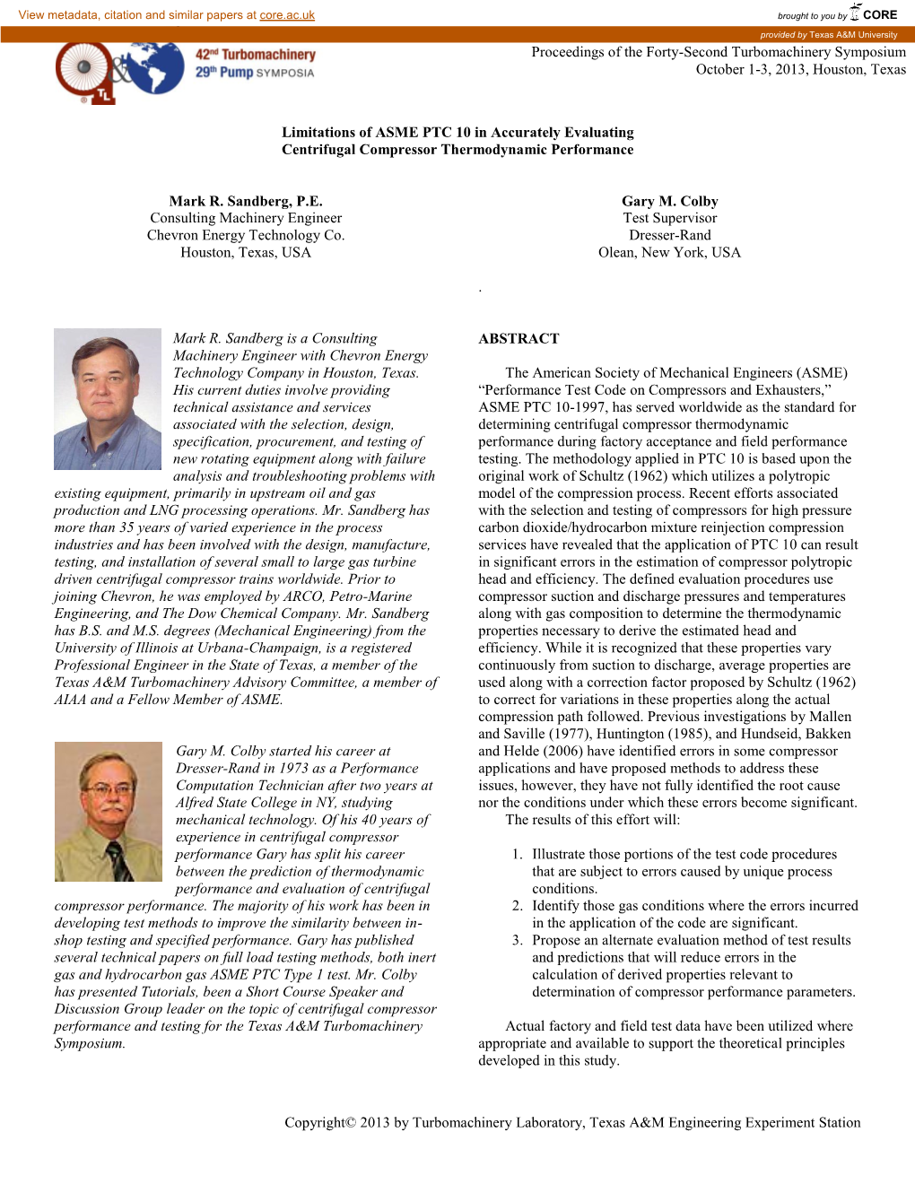 Limitations of ASME PTC 10 in Accurately Evaluating Centrifugal Compressor Thermodynamic Performance