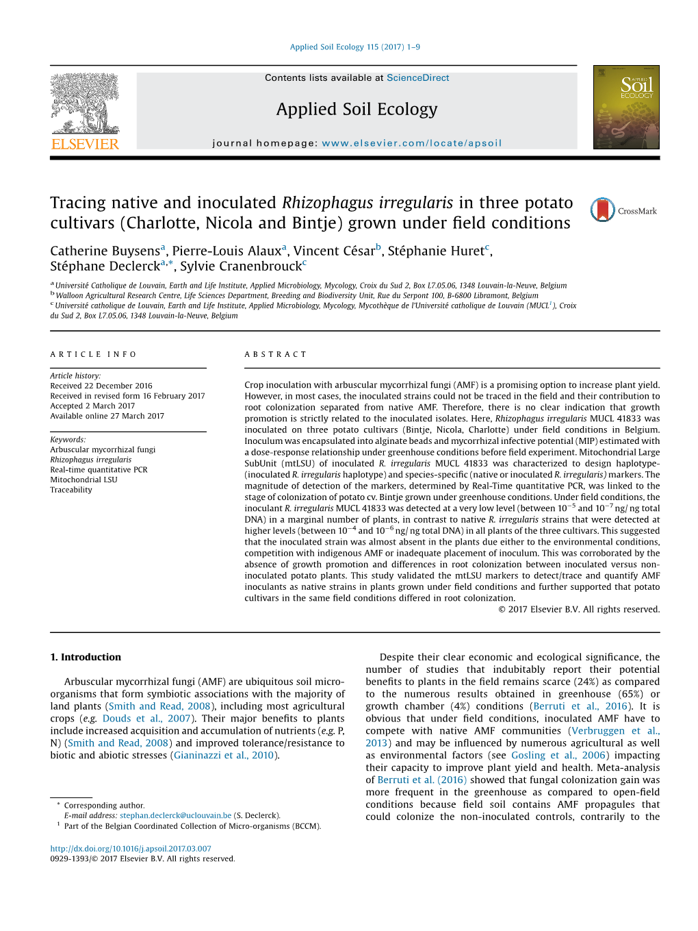 Tracing Native and Inoculated Rhizophagus Irregularis in Three Potato