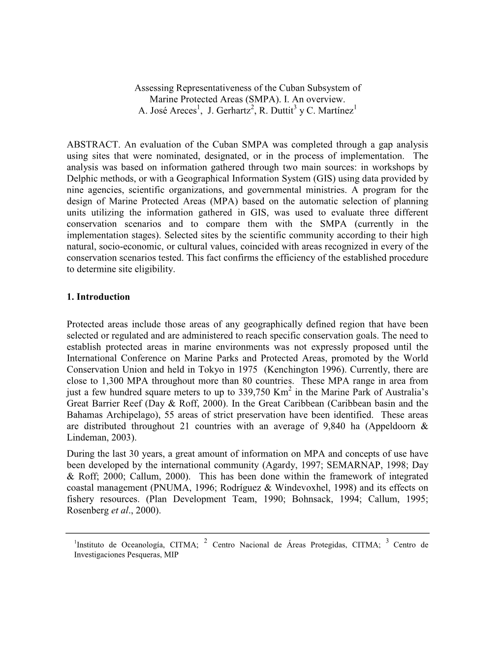 Cuban Subsystem of Marine Protected Areas (SMPA)