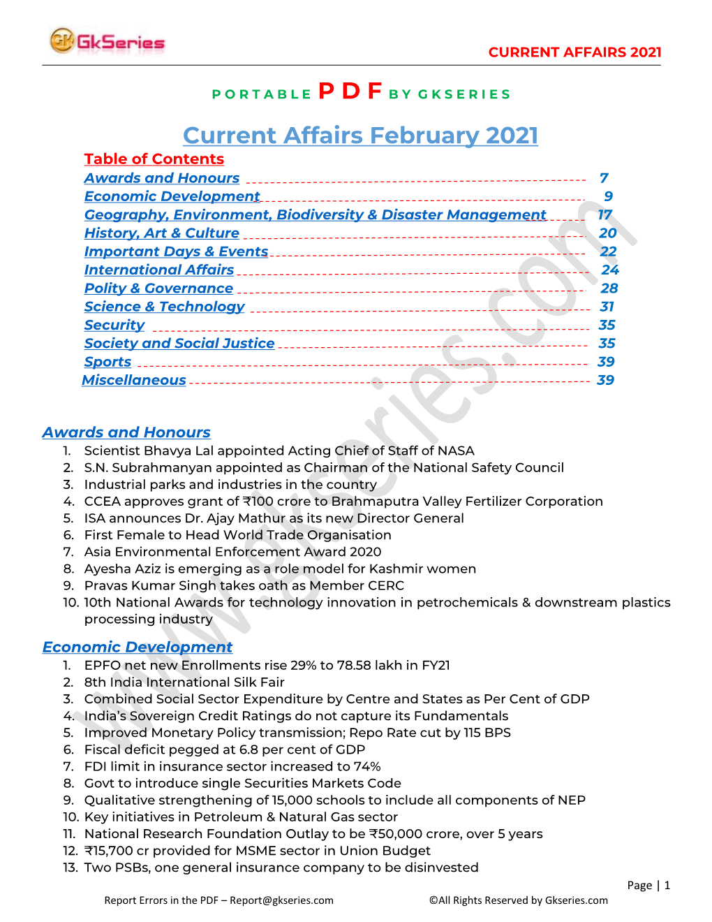 Current Affairs February 2021