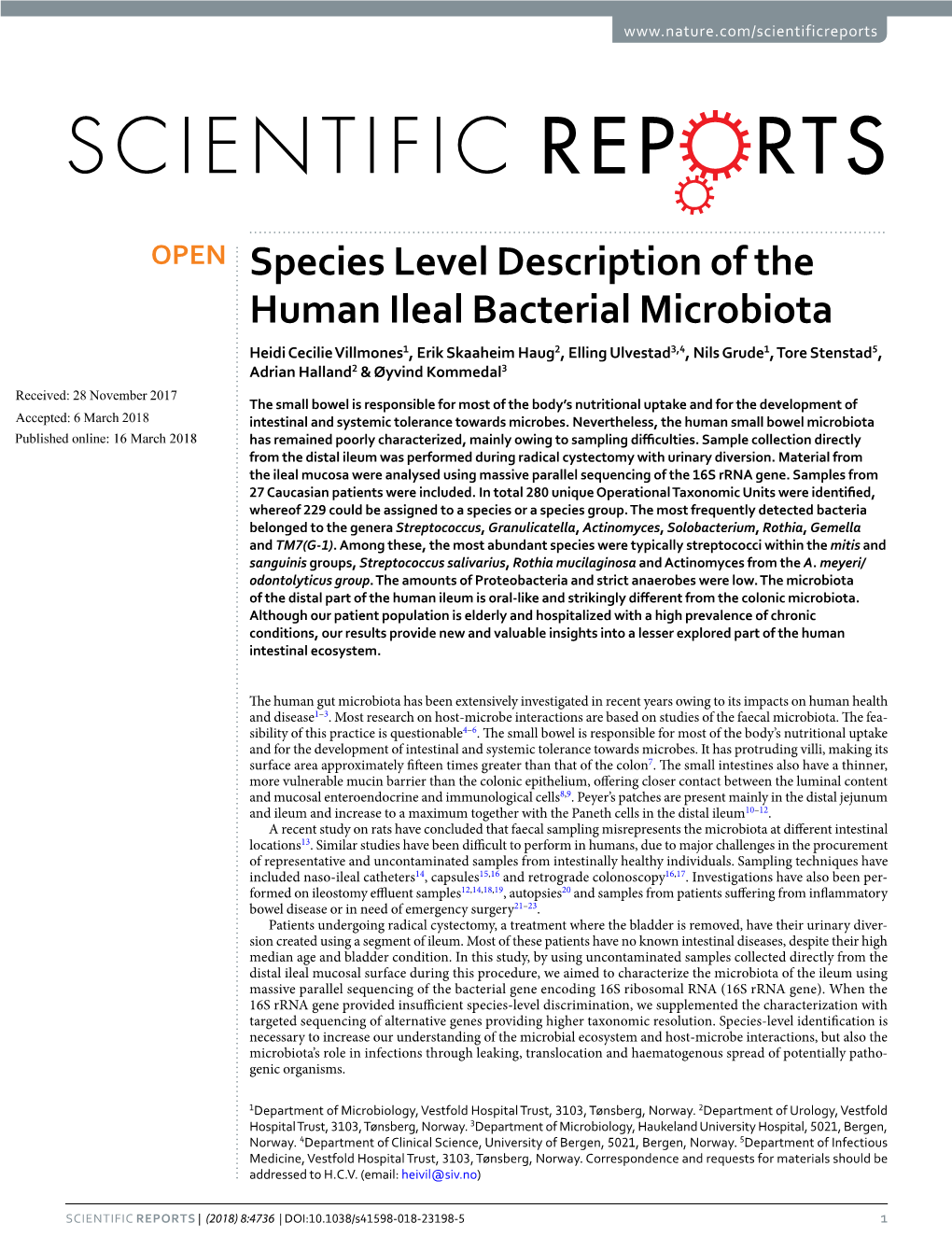 Species Level Description of the Human Ileal Bacterial Microbiota