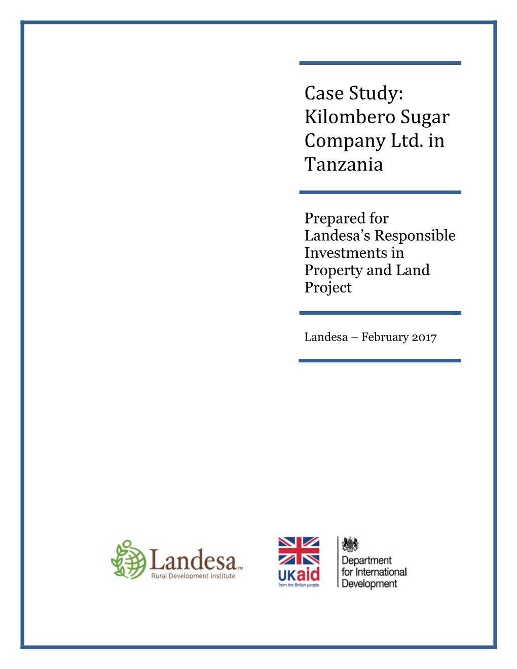 Case Study: Kilombero Sugar Company Ltd. in Tanzania