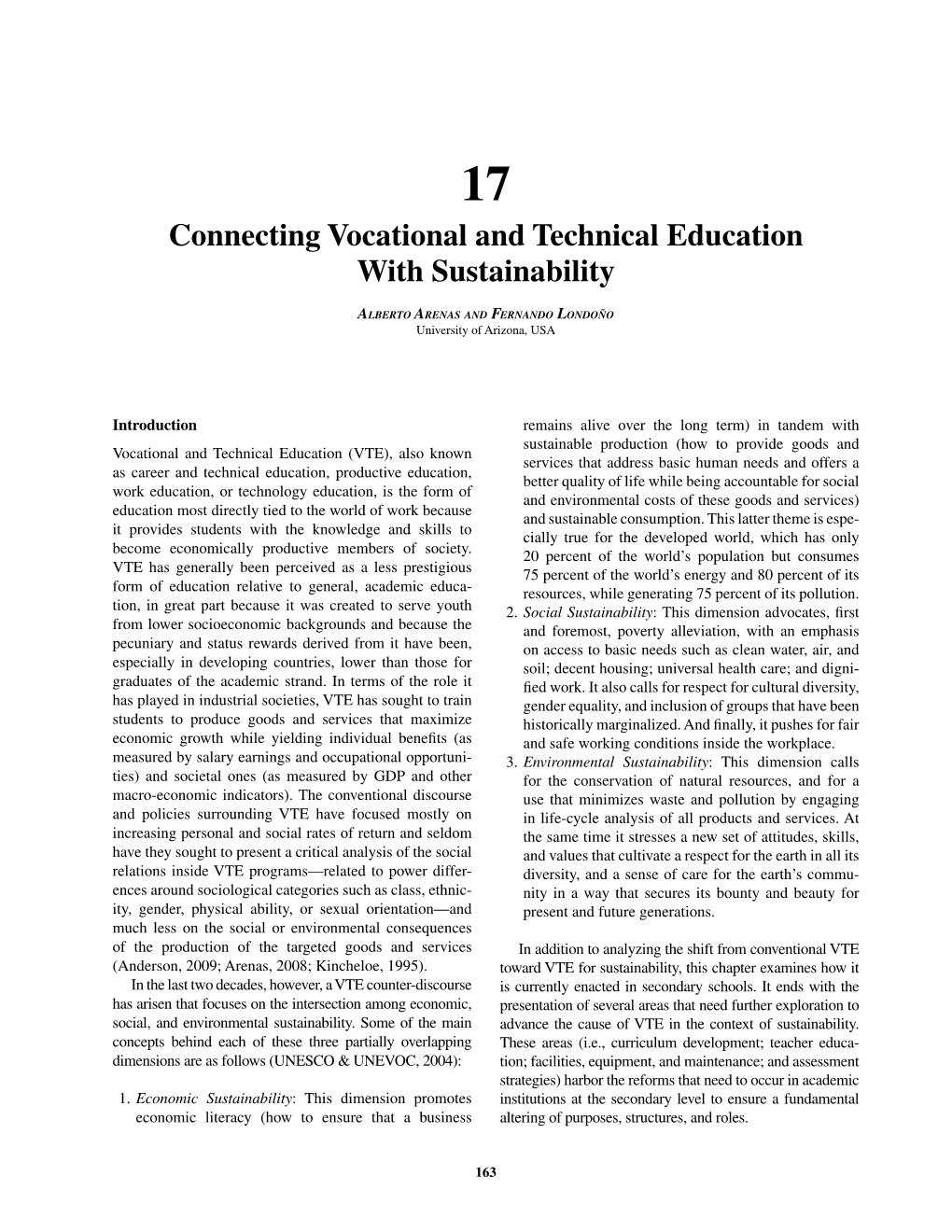 Connecting Vocational and Technical Education with Sustainability