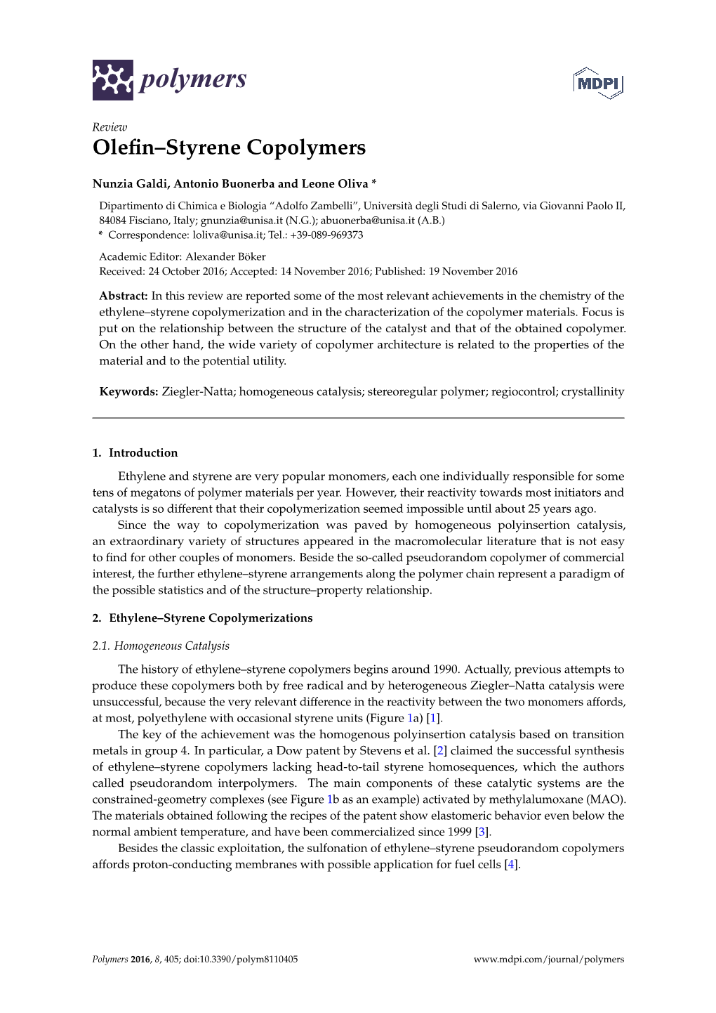 Olefin–Styrene Copolymers