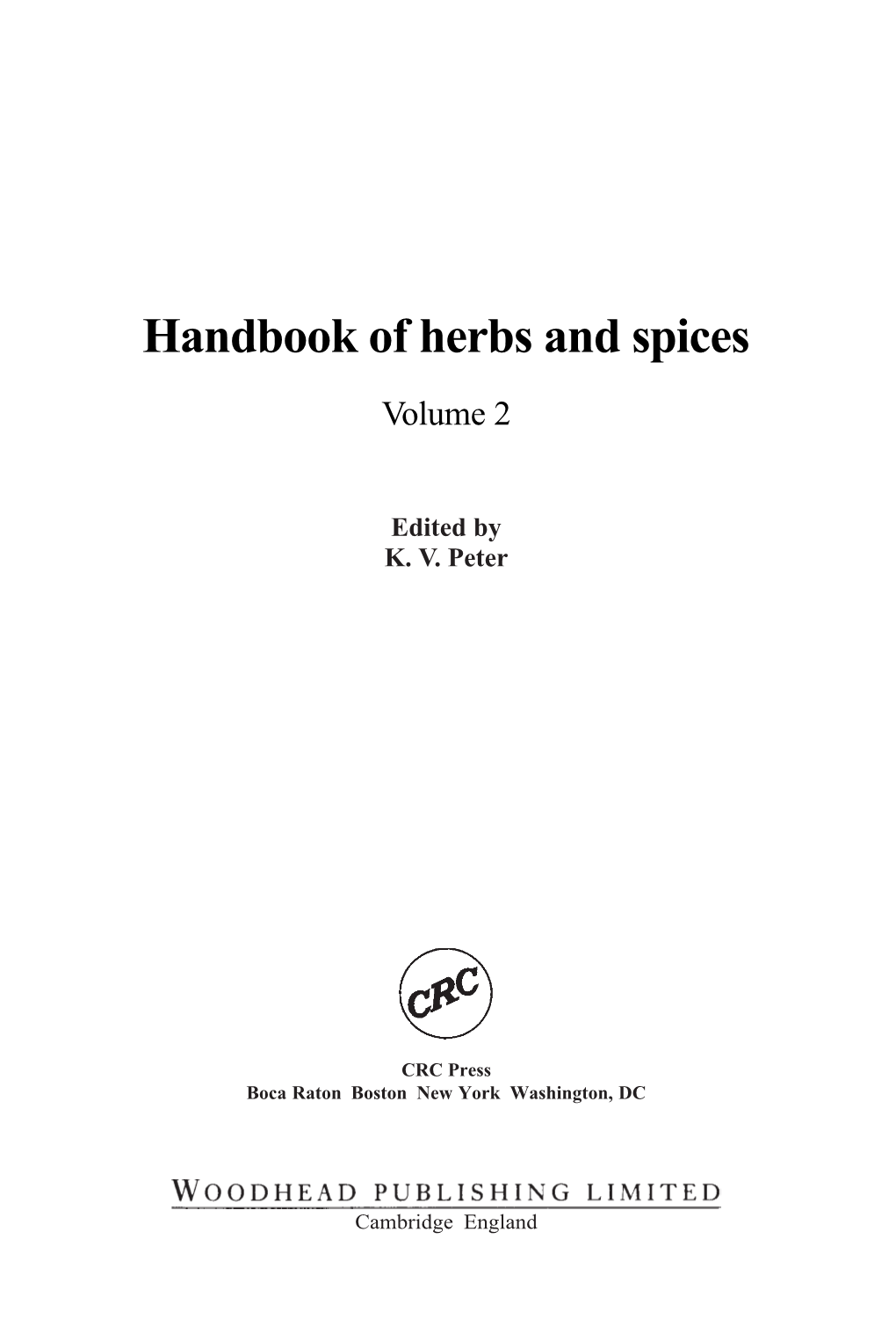 Handbook of Herbs and Spices