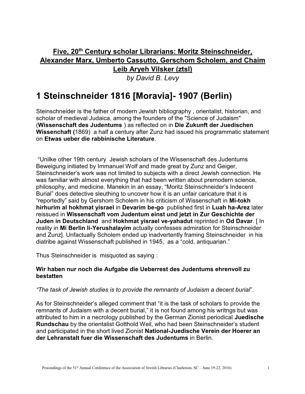1 Steinschneider 1816 [Moravia]- 1907 (Berlin)