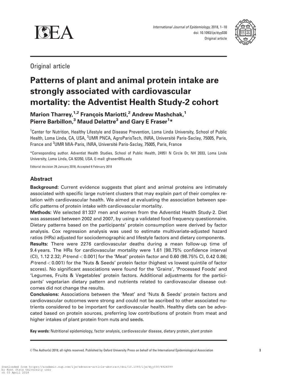 Patterns of Plant and Animal Protein Intake Are Strongly Associated With