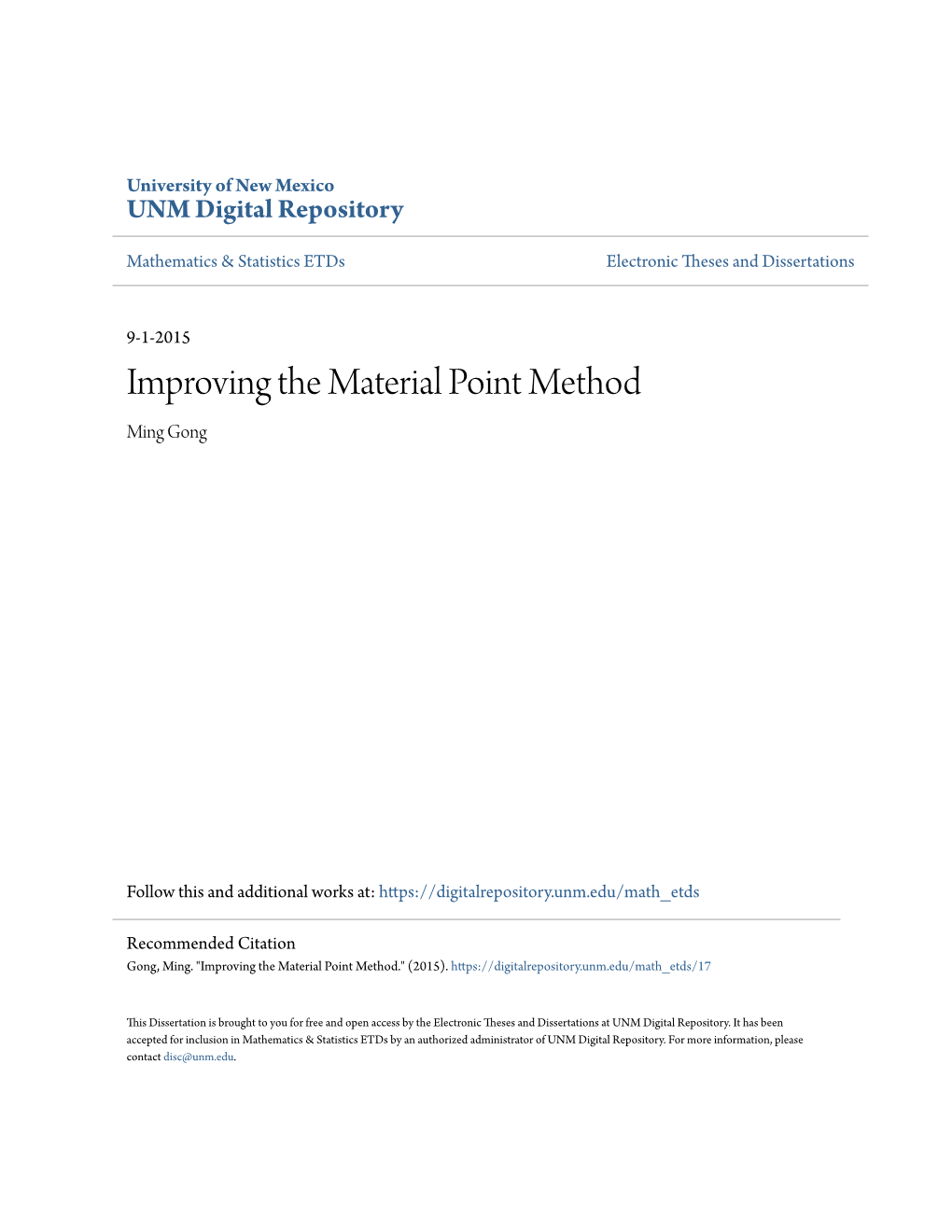 Improving the Material Point Method Ming Gong