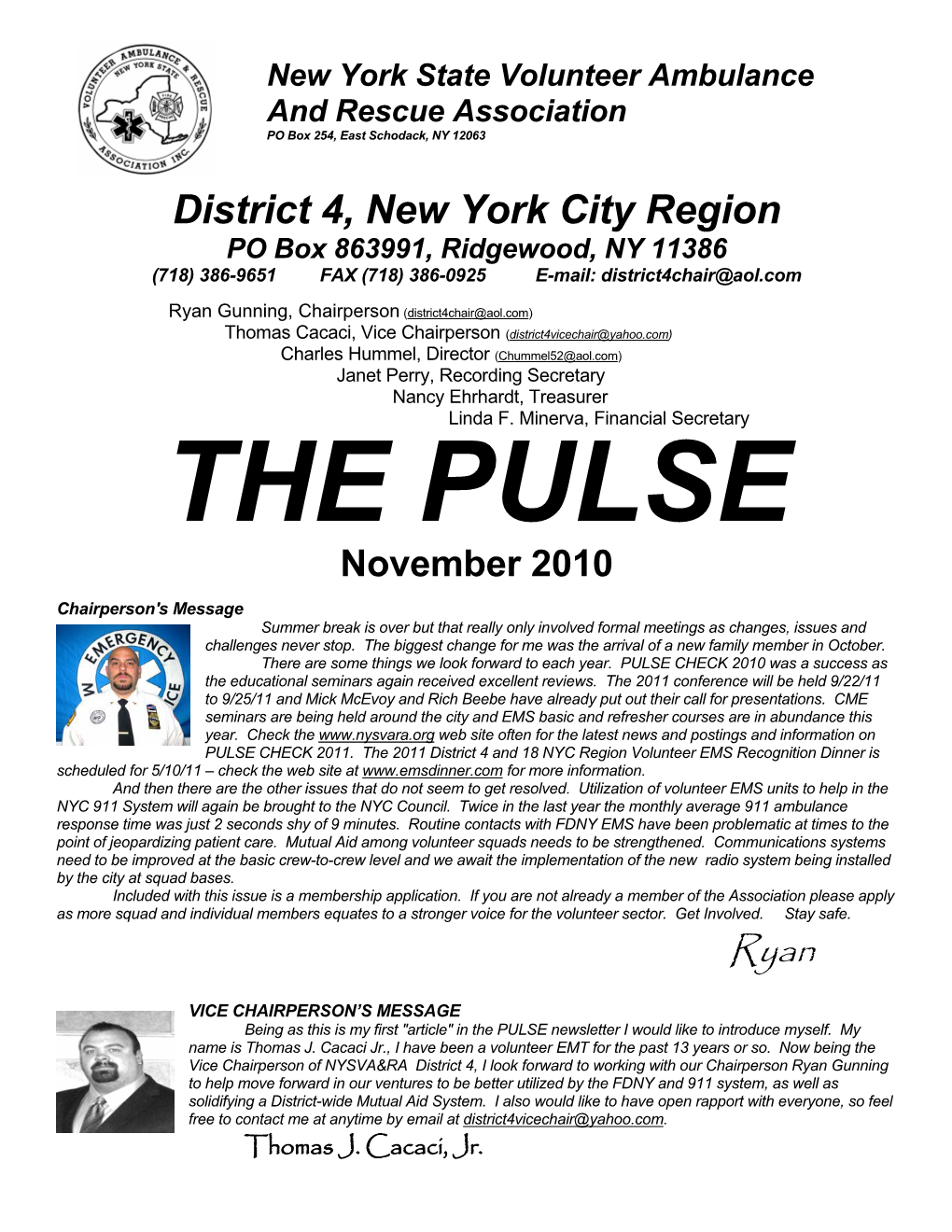 District 4, New York City Region Ryan