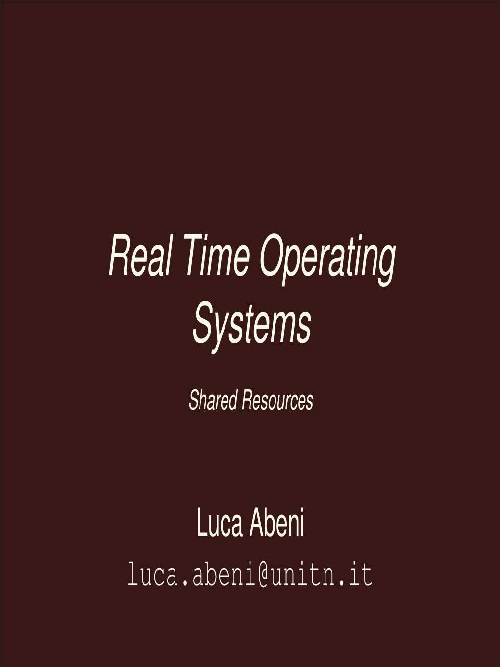 Real Time Operating Systems