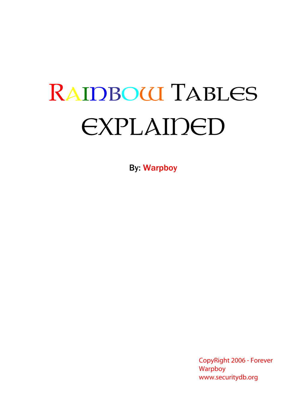 Rainbow Tables EXPLAINED