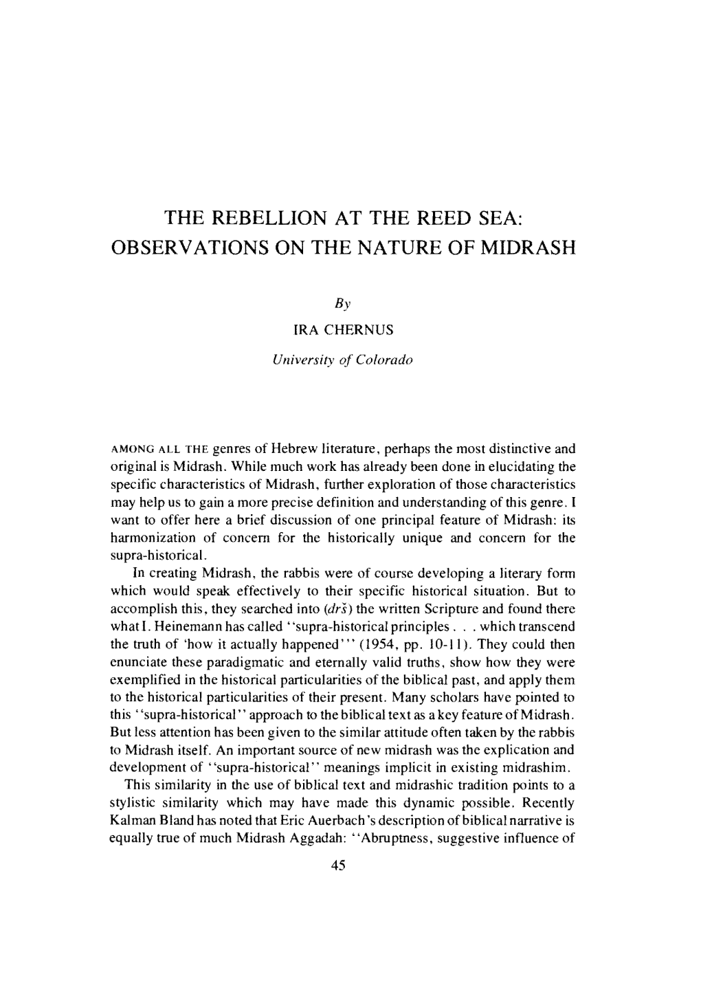 The Rebellion at the Reed Sea: Observations on the Nature of Midrash