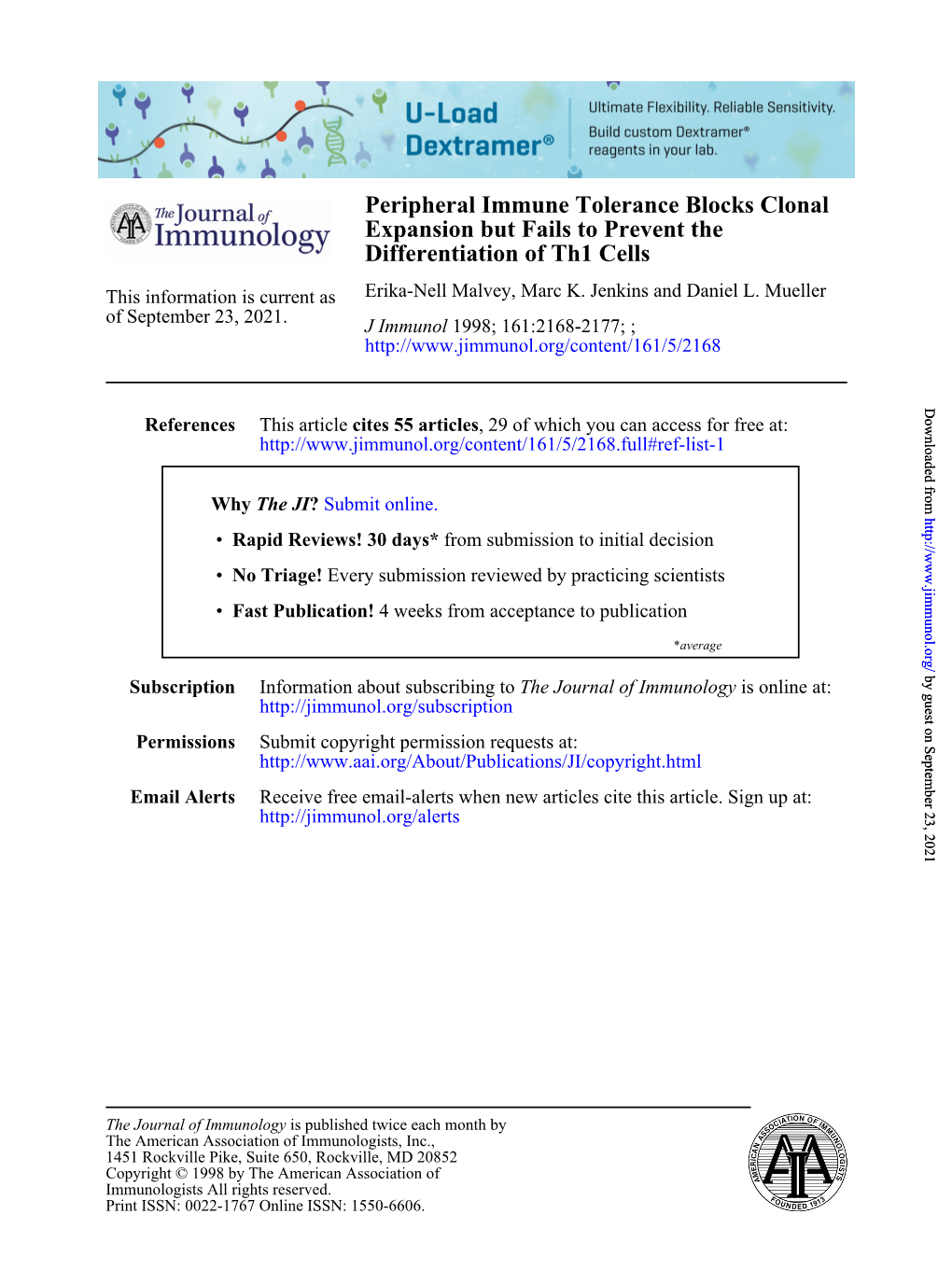 Differentiation of Th1 Cells Expansion but Fails to Prevent the Peripheral