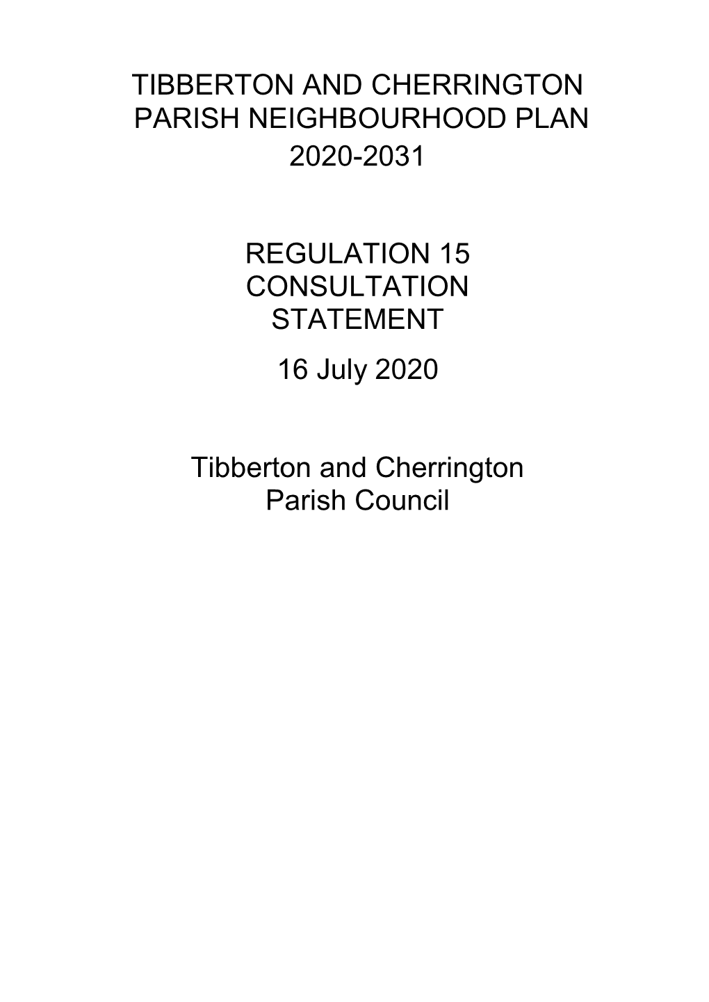 Tibberton and Cherrington Parish Neighbourhood Plan 2020-2031