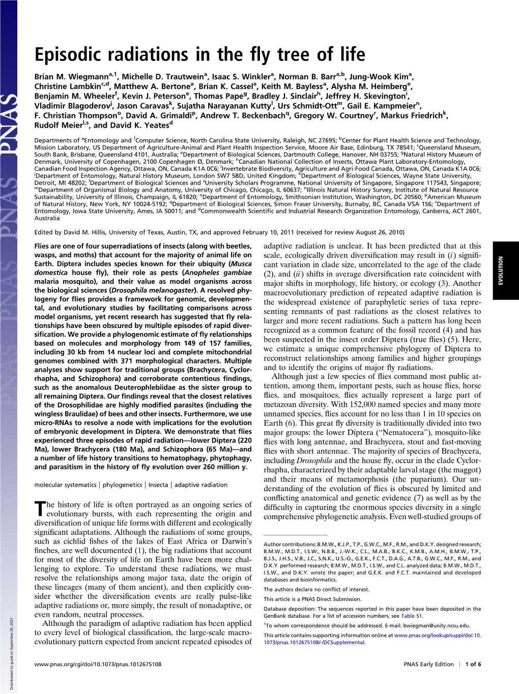 Episodic Radiations in the Fly Tree of Life