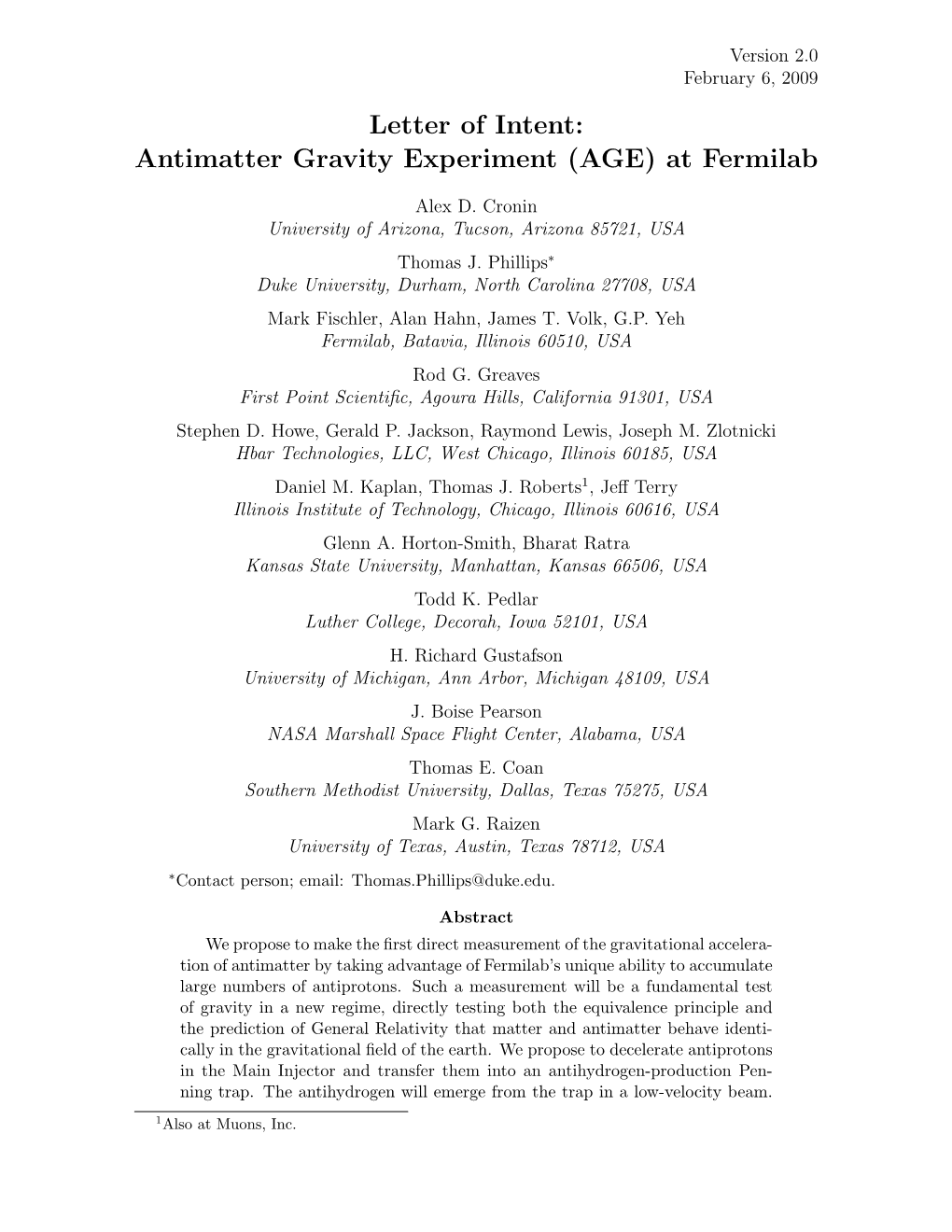 Letter of Intent: Antimatter Gravity Experiment (AGE) at Fermilab