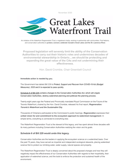 Great Lakes Waterfront Trail, Which Connects 83 Conservation Areas and Many Parts of the Waterfront Managed Or Owned by the Conservation Authorities