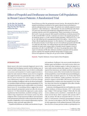 Effect of Propofol and Desflurane on Immune Cell Populations in Breast Cancer Patients: a Randomized Trial