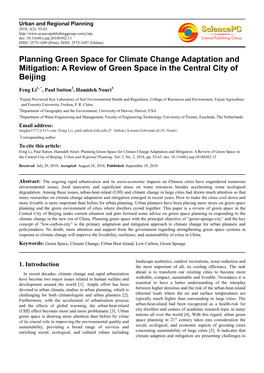 Planning Green Space for Climate Change Adaptation and Mitigation: a Review of Green Space in the Central City of Beijing