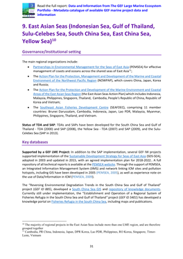 9. East Asian Seas (Indonesian Sea, Gulf of Thailand, Sulu-Celebes Sea, South China Sea, East China Sea, Yellow Sea)10
