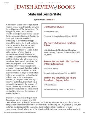State and Counterstate - Jewish Review of Books