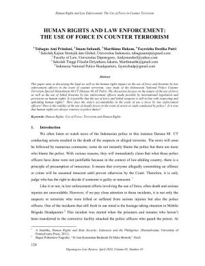 Human Rights and Law Enforcement: the Use of Force in Counter Terrorism