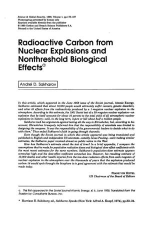 Radioactive Carbon from Nuclear Explosions and Nonthreshold Biological Effectso