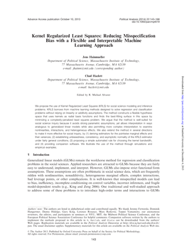 Kernel Regularized Least Squares: Reducing Misspecification Bias with a Flexible and Interpretable Machine Learning Approach