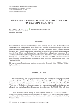 Poland and Japan – the Impact of the Cold War on Bilateral Relations