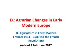 Early-Modern French Agriculture