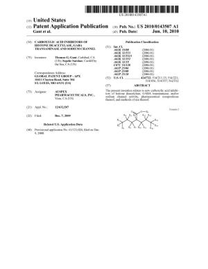 (12) Patent Application Publication (10) Pub. No.: US 2010/014.3507 A1 Gant Et Al