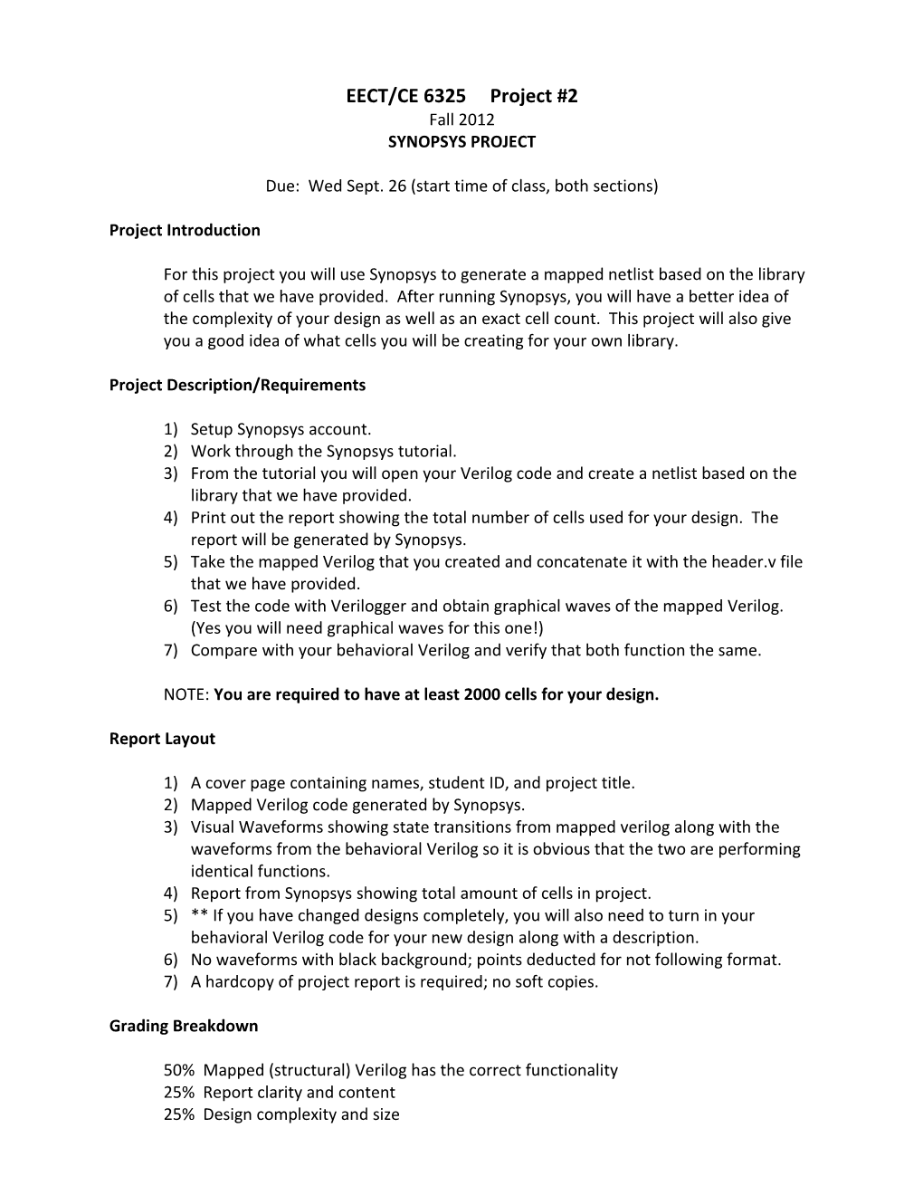 Description for Synopsys Project