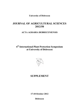 Journal of Agricultural Sciences 2012/50 Supplement