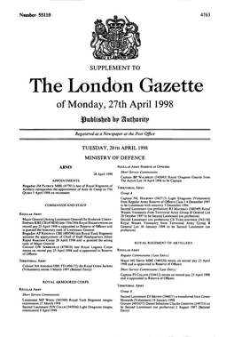 The London Gazette of Monday, 27Th April 1998 Bp