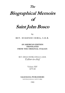 Biographical Memoirs of Saint John Bosco