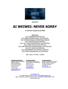 Ai Weiwei: Never Sorry