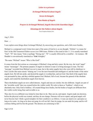 Letter to a Prisoner Archangel Michael & About Angels Seven Archangels Nine Ranks of Angels Prayers to Archangel Michael, An