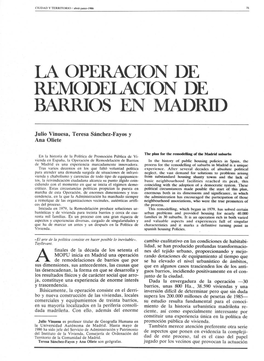 La Operación De Remodelación De Barrios En Madrid