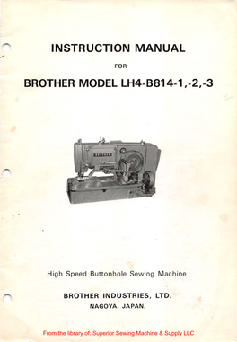 Instruction Manual Brother Model Lh4-B814-1