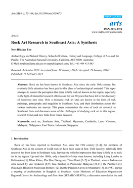 Rock Art Research in Southeast Asia: a Synthesis