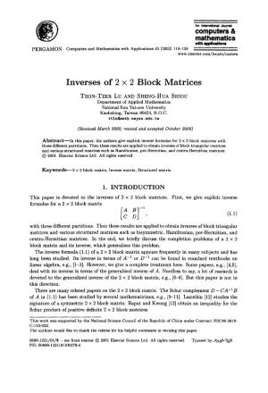 Inverses of 2 × 2 Block Matrices