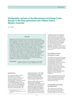 Stratigraphic Revision of the Warrawoona and Gorge Creek Groups in the Kelly Greenstone Belt, Pilbara Craton, Western Australia by L