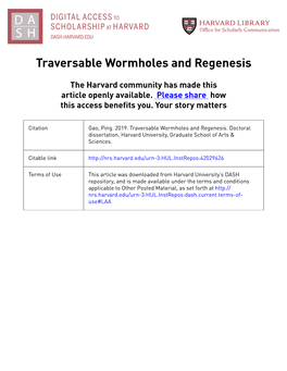 Traversable Wormholes and Regenesis
