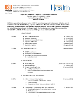 Oregon Drug Use Review / Pharmacy & Therapeutics Committee