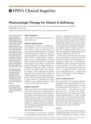 Pharmacologic Therapy for Vitamin D Deficiency