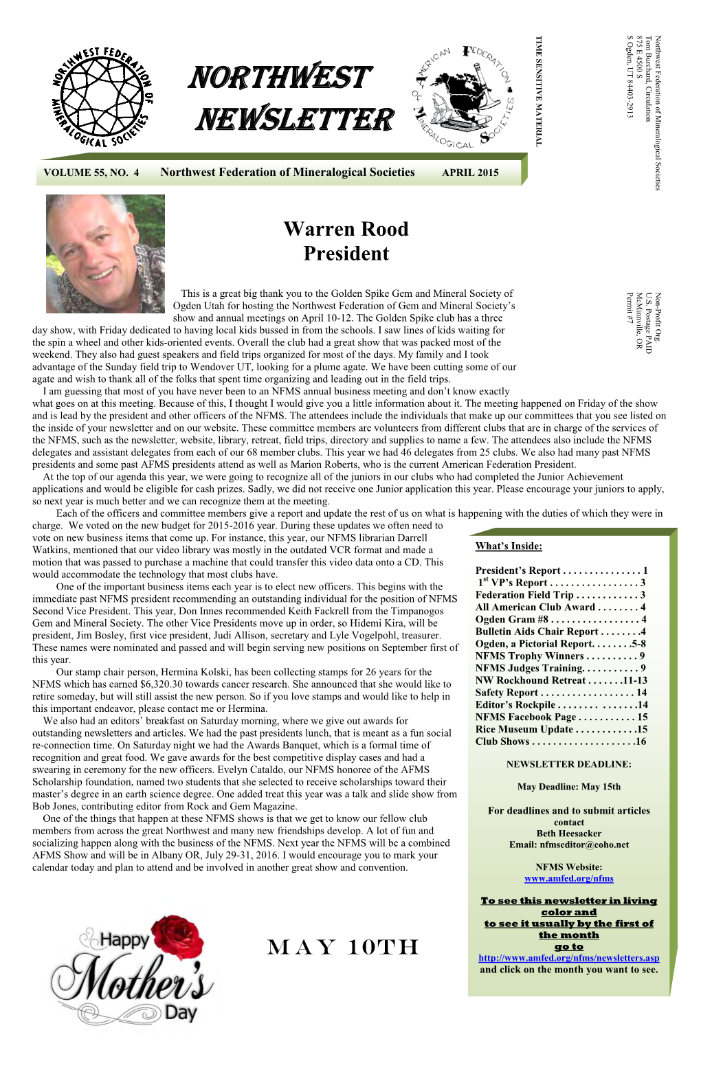 Northwest Newsletter Vol.55 No.4 April 2015