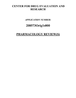 Pharmacology Review(S) Memorandum