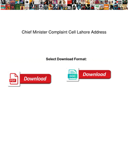 Chief Minister Complaint Cell Lahore Address