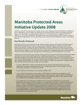 Manitoba Protected Areas Initiative Update 2008