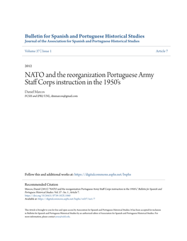 NATO and the Reorganization Portuguese Army Staff Corps Instruction in the 1950’S